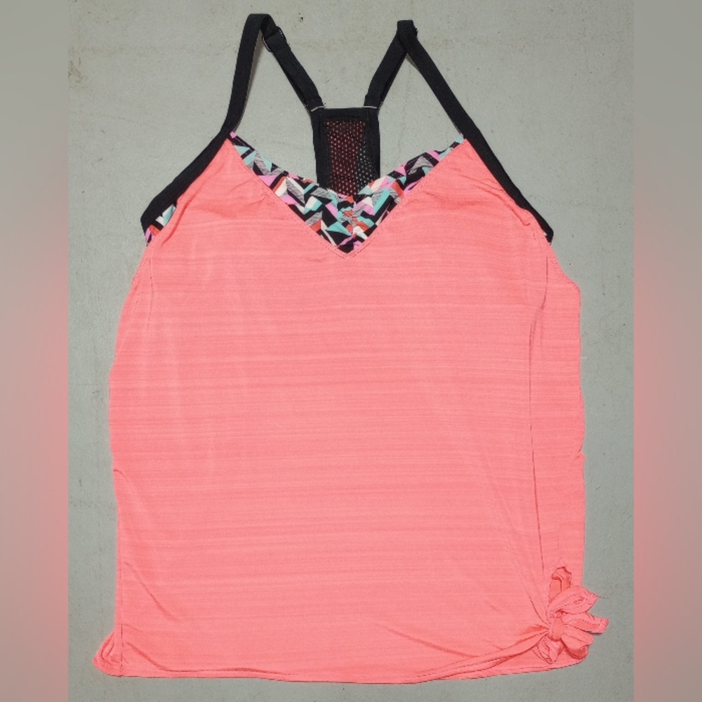 ZeroXposur Coral Camisole/Bathing Suit Top with Black Trim, Size Xl